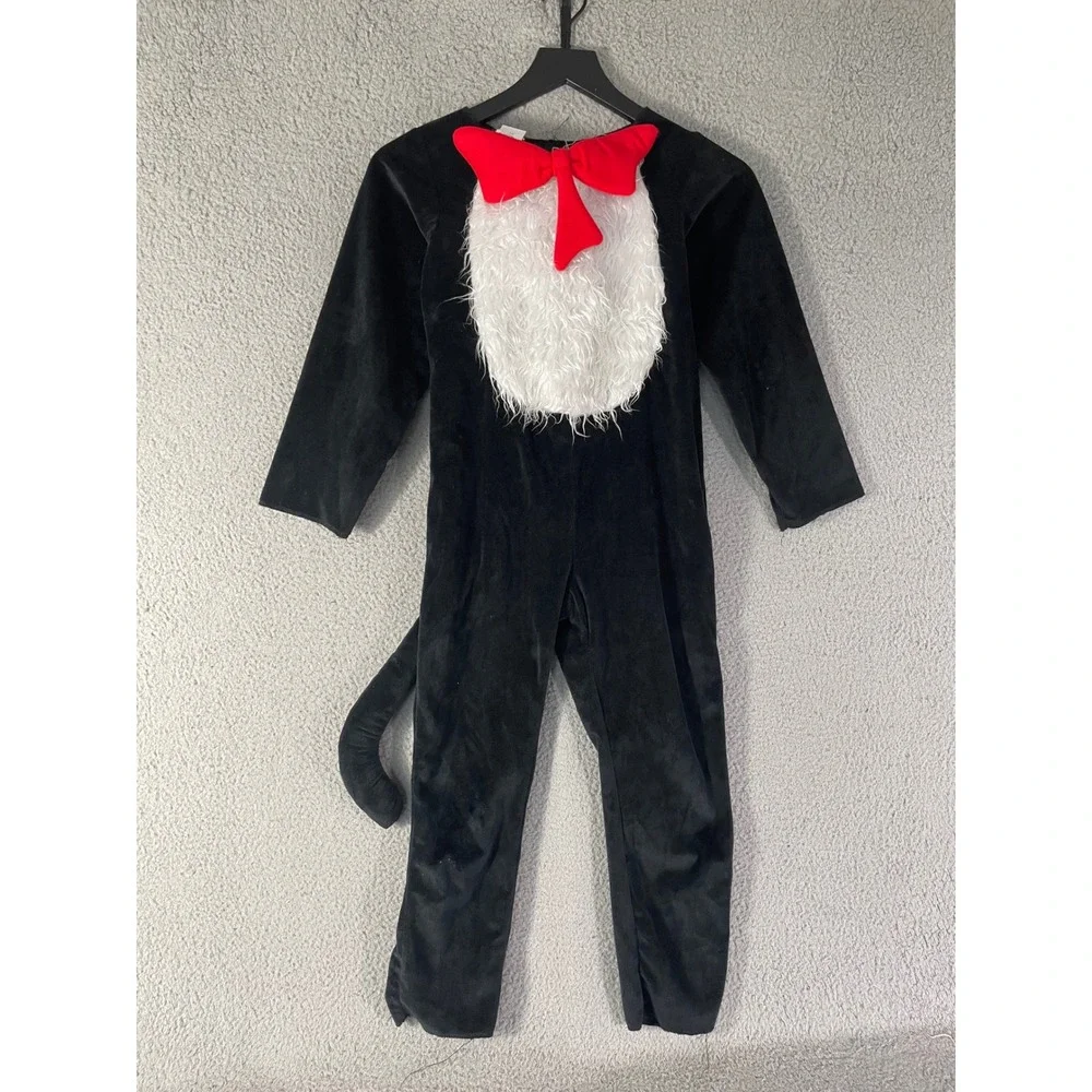 Dr Seuss Cat in the Hat Kids Costume Bodysuit Hat Set Small Black Red White